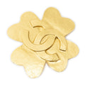 Chanel CC Clover Brooch Gold Plated