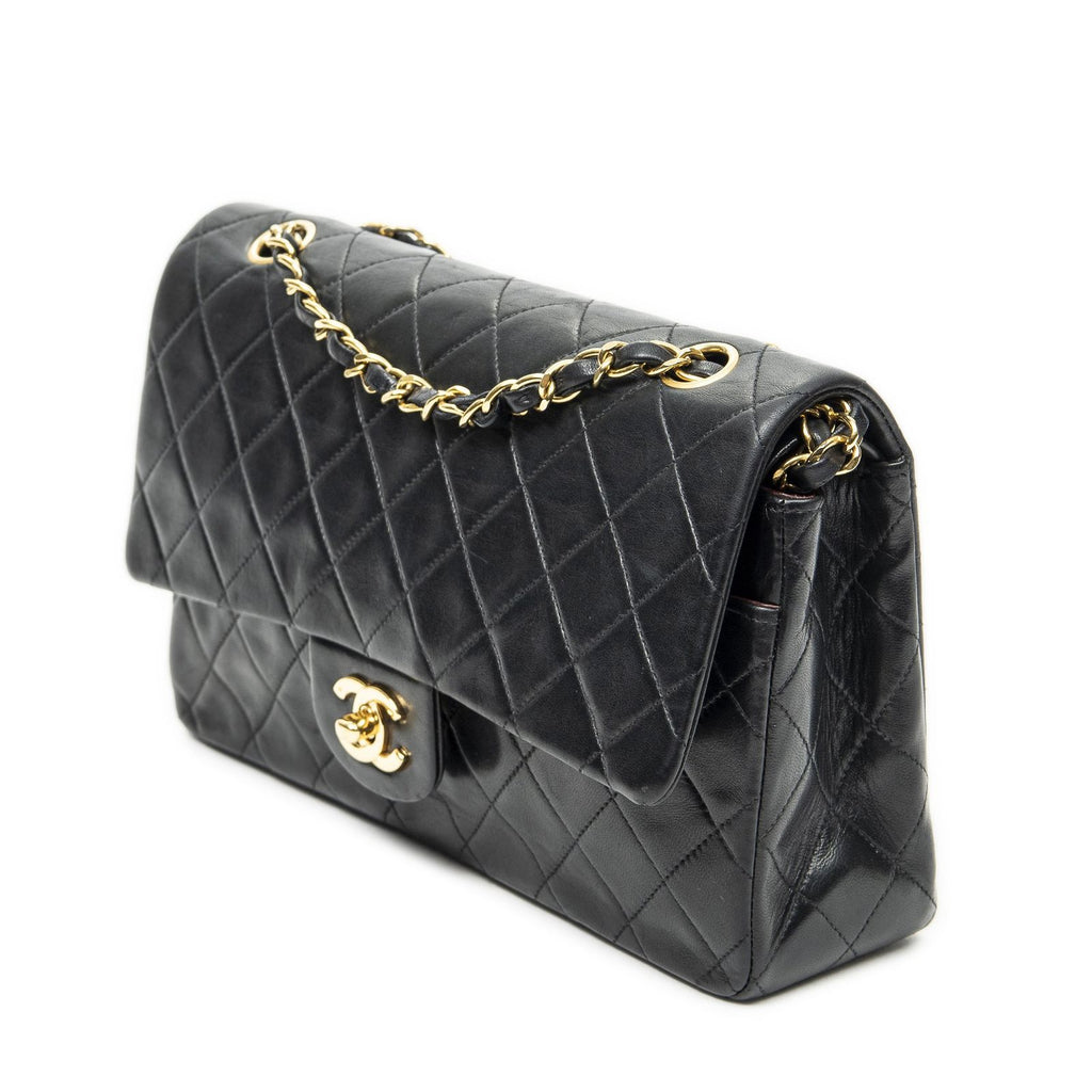 Chanel Quilted Double Flap Black Lambskin Leather — view 2