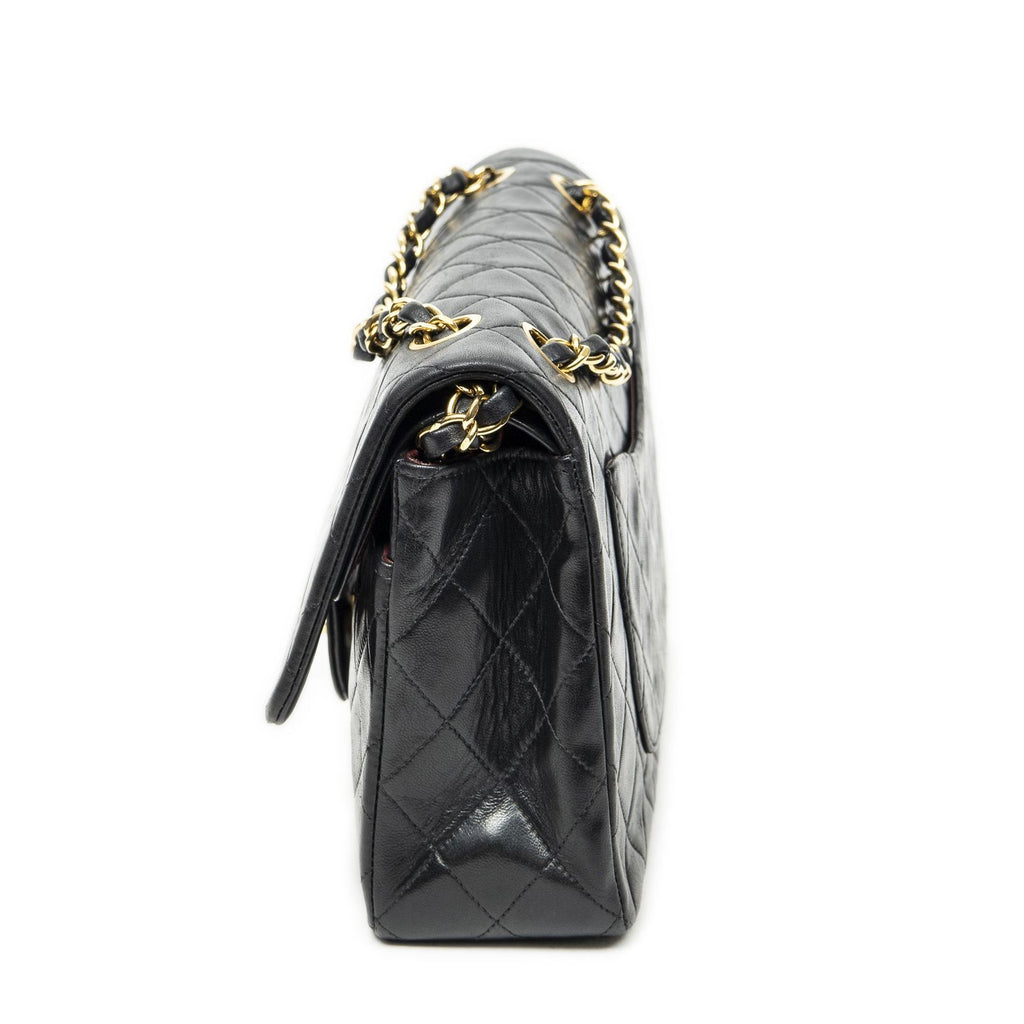 Chanel Quilted Double Flap Black Lambskin Leather — view 3