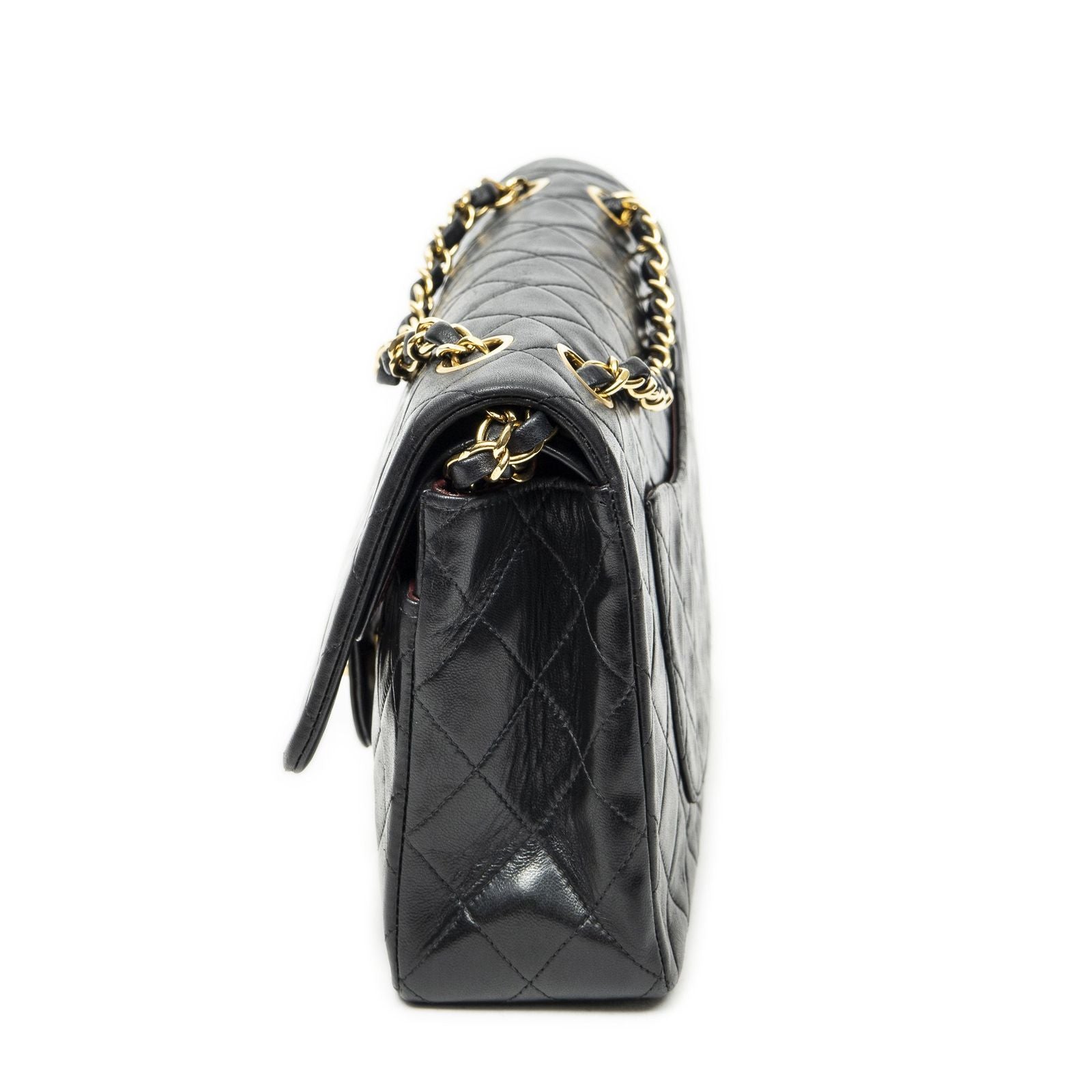 Chanel Quilted Double Flap Black Lambskin Leather — view 3