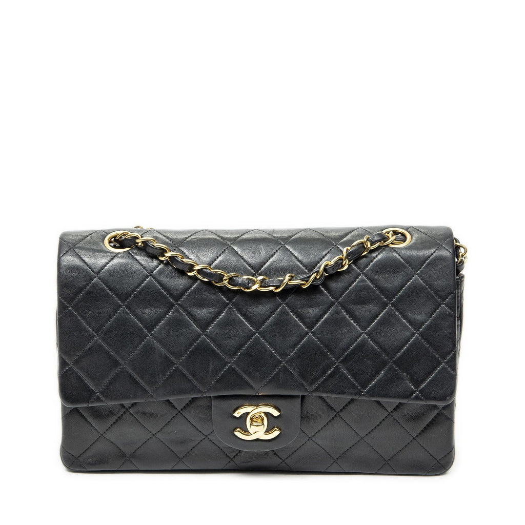 Chanel Quilted Double Flap Black Lambskin Leather