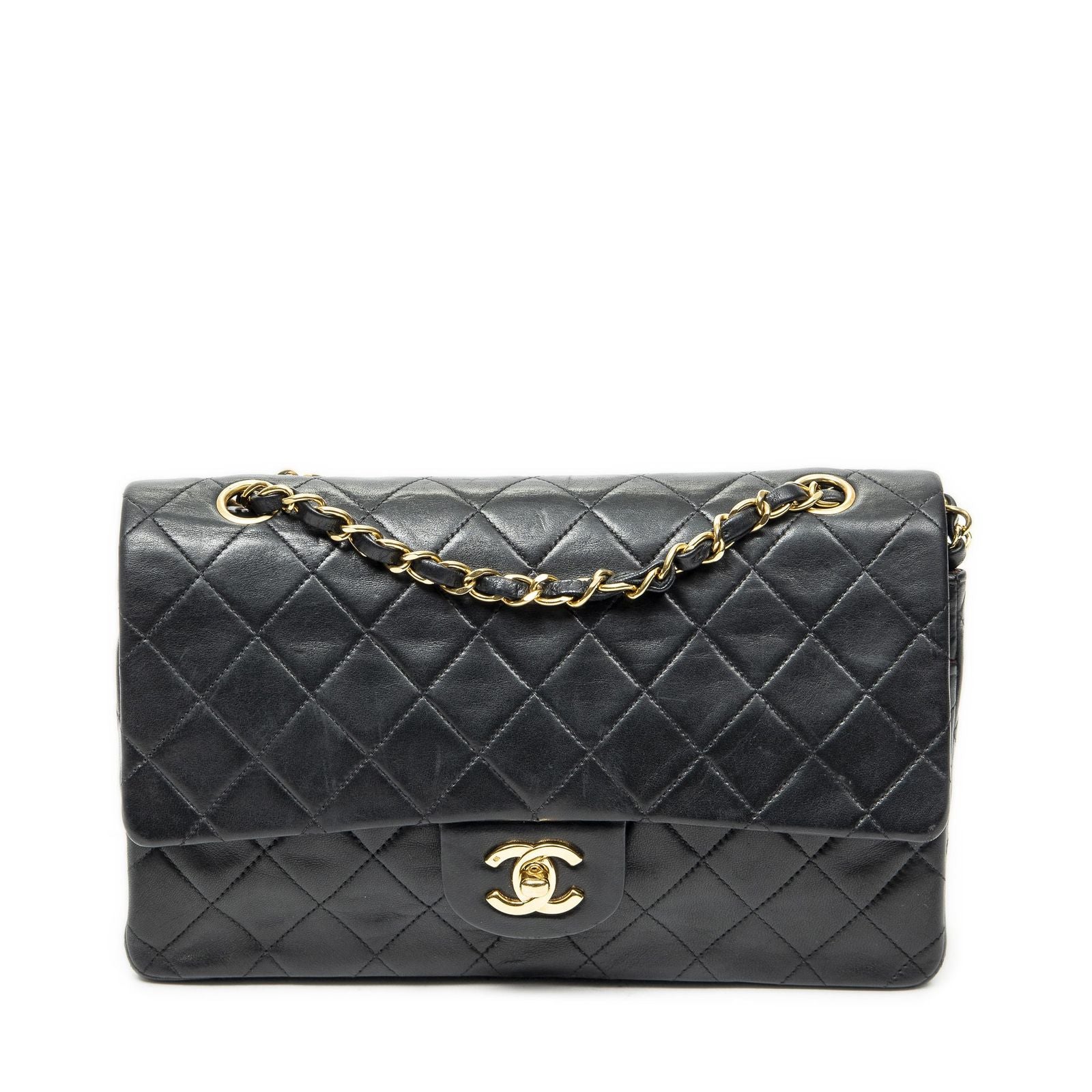 Chanel Quilted Double Flap Black Lambskin Leather