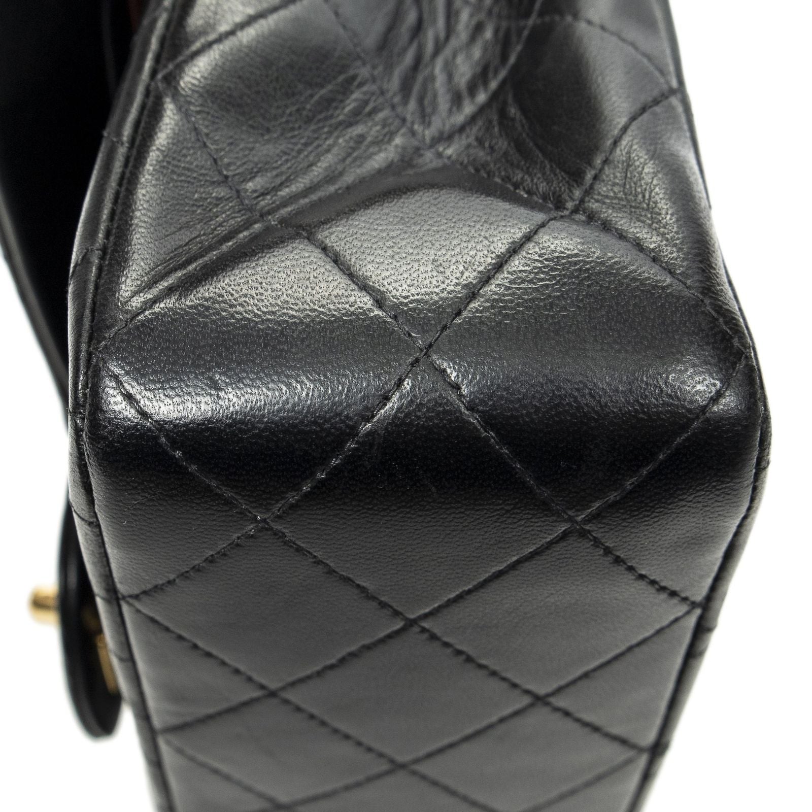 Chanel Quilted Double Flap Black Lambskin Leather — view 8
