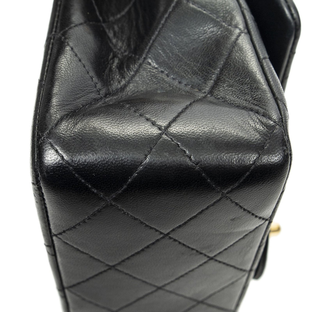 Chanel Quilted Double Flap Black Lambskin Leather — view 7