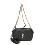 Saint Laurent Mini Lou Camera Bag Black Matelasse Gray Dollar Leather