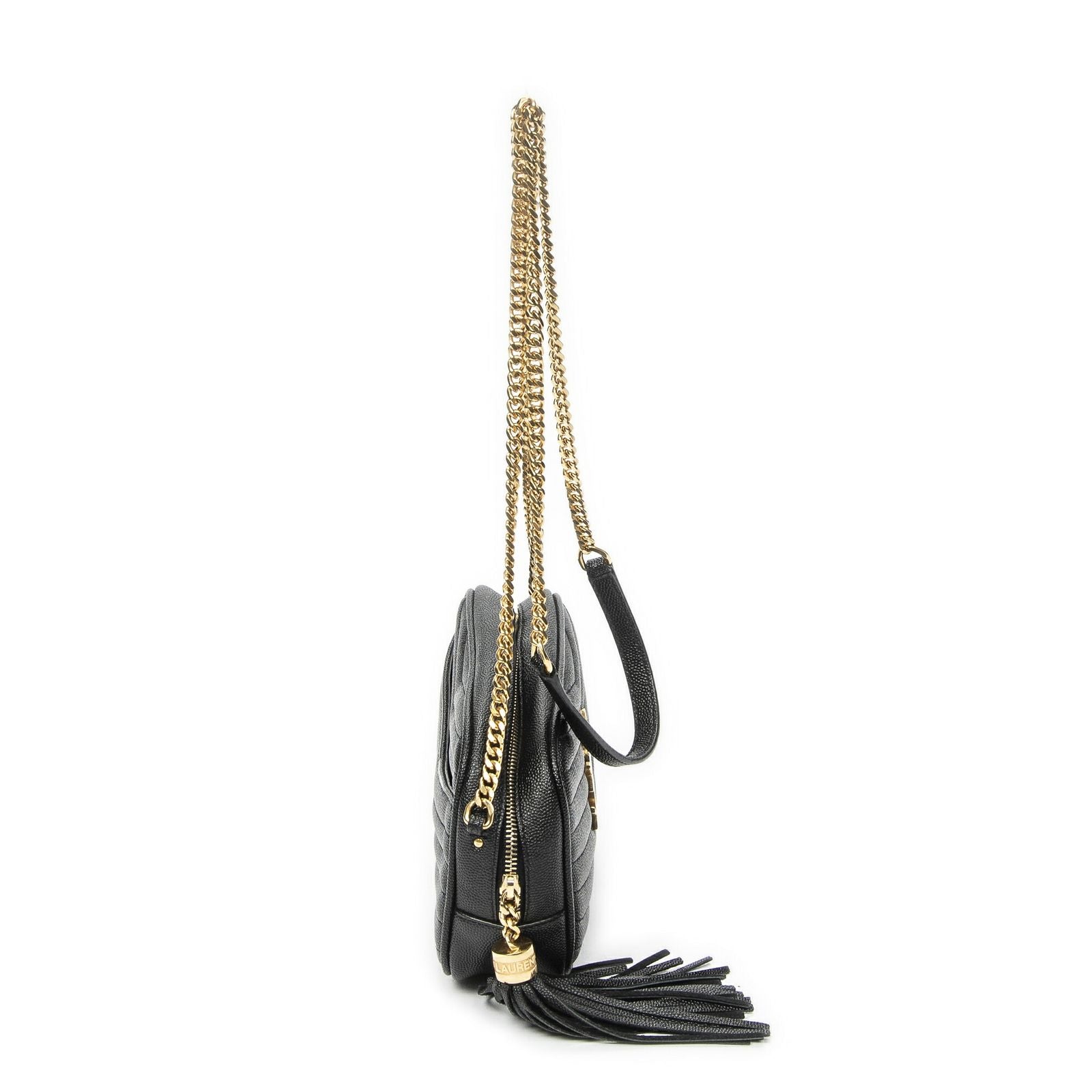 Saint Laurent Mini Lou Camera Bag Black Matelasse Gray Dollar Leather — view 4