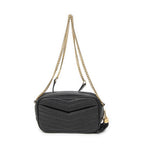 Saint Laurent Mini Lou Camera Bag Black Matelasse Gray Dollar Leather — view 5