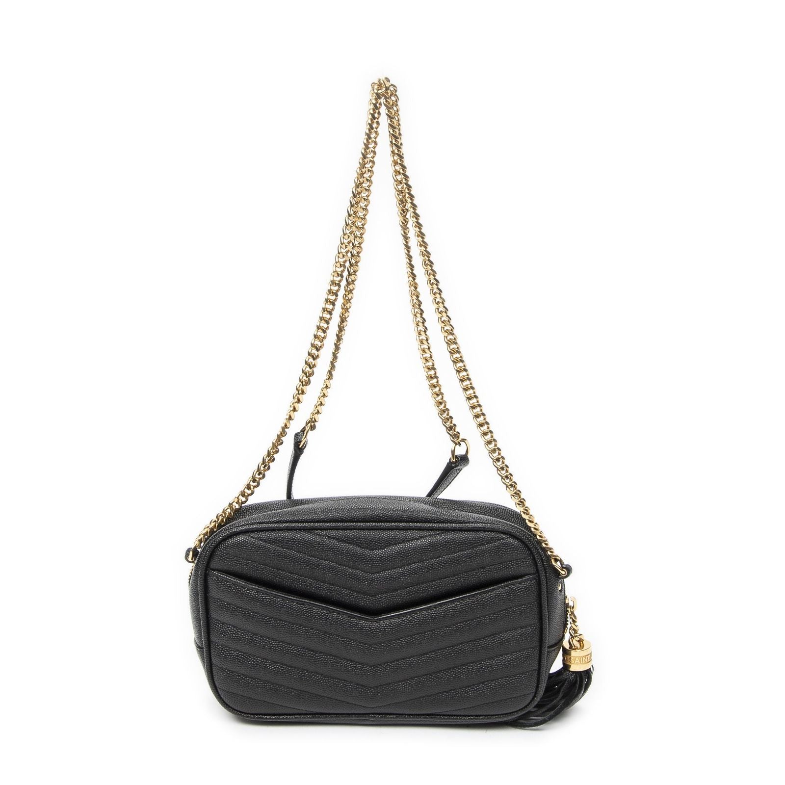 Saint Laurent Mini Lou Camera Bag Black Matelasse Gray Dollar Leather — view 5