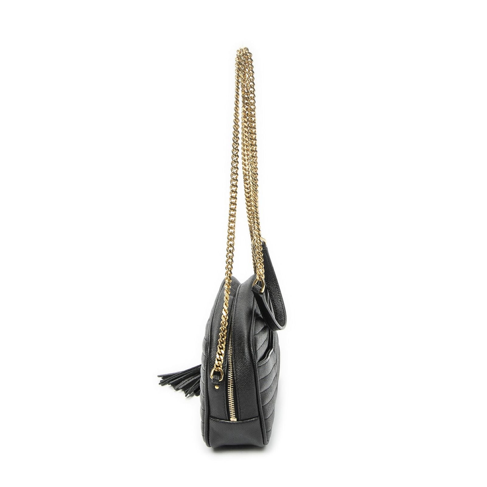 Saint Laurent Mini Lou Camera Bag Black Matelasse Gray Dollar Leather — view 3