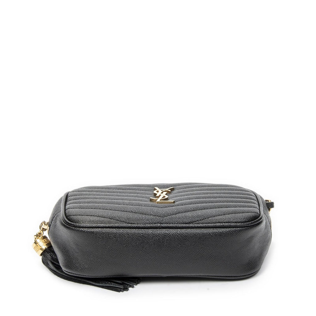 Saint Laurent Mini Lou Camera Bag Black Matelasse Gray Dollar Leather — view 6