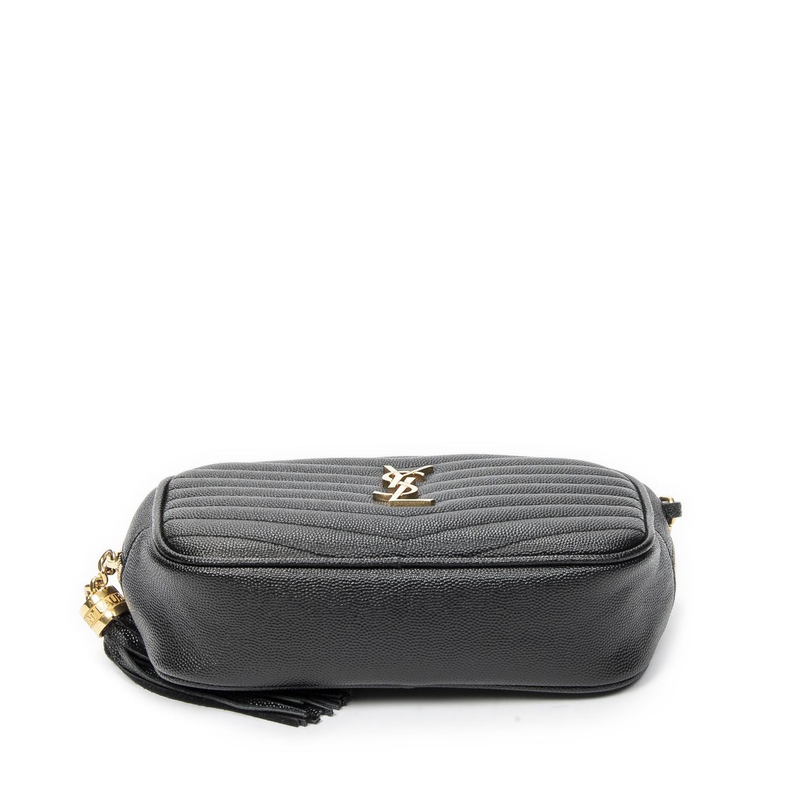 Saint Laurent Mini Lou Camera Bag Black Matelasse Gray Dollar Leather — view 6
