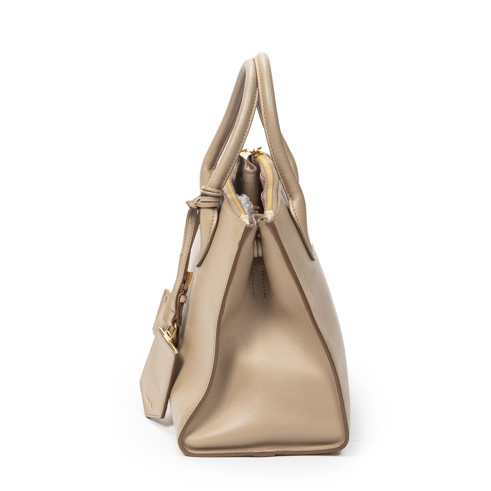 Prada Small Paradigme Tote Beige Saffiano Leather — view 3