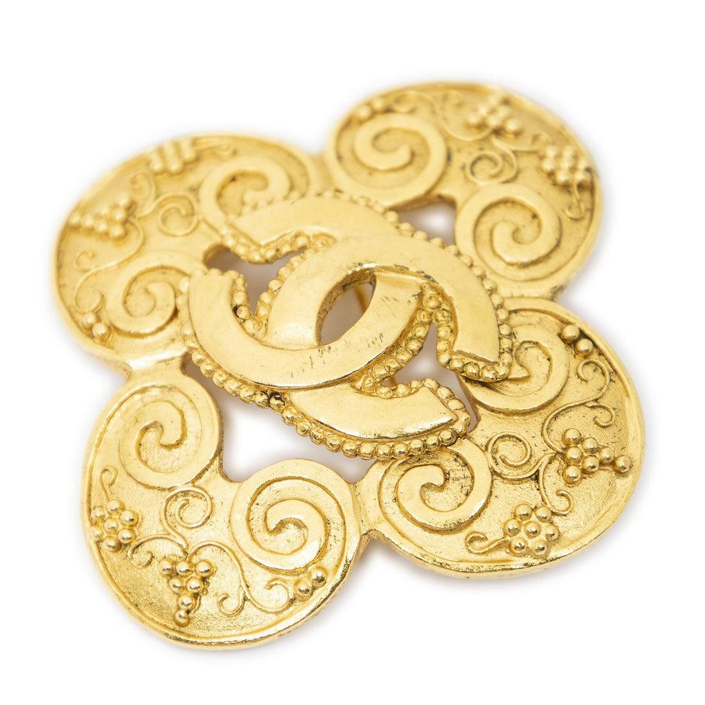 Chanel CC Cross Brooch Gold Plated