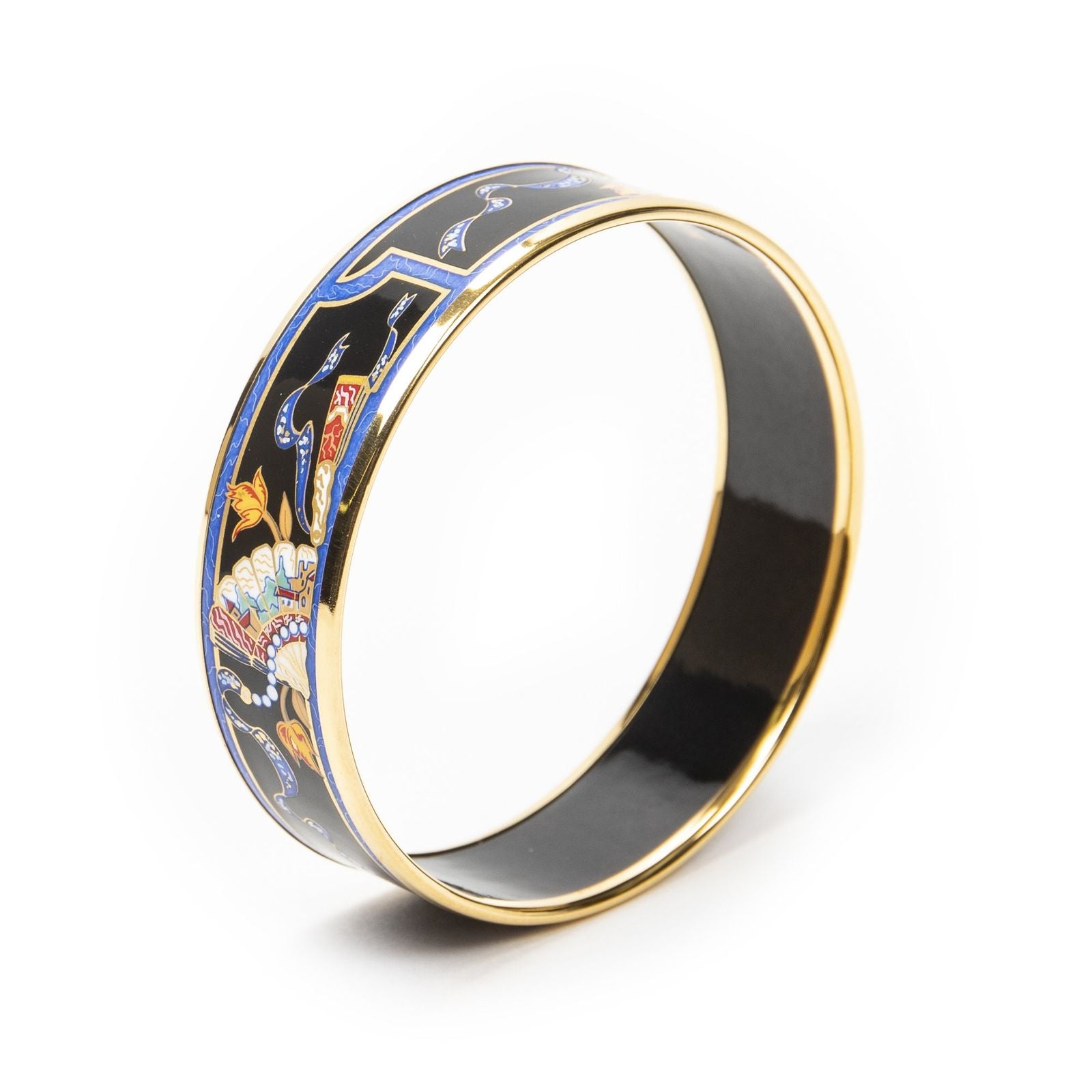 Hermes Enamel Bangle Blue Plating Bracelet