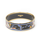 Hermes Enamel Bangle Blue Plating Bracelet — view 2