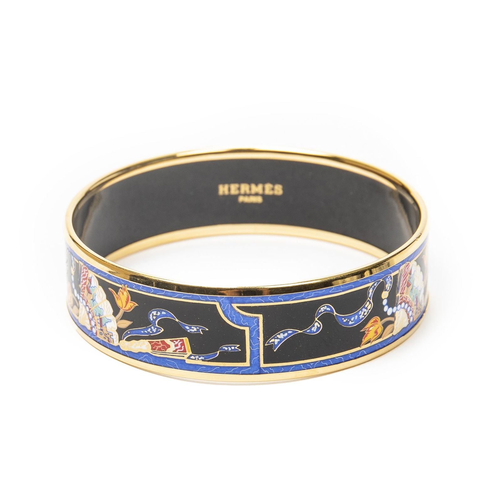 Hermes Enamel Bangle Blue Plating Bracelet — view 2