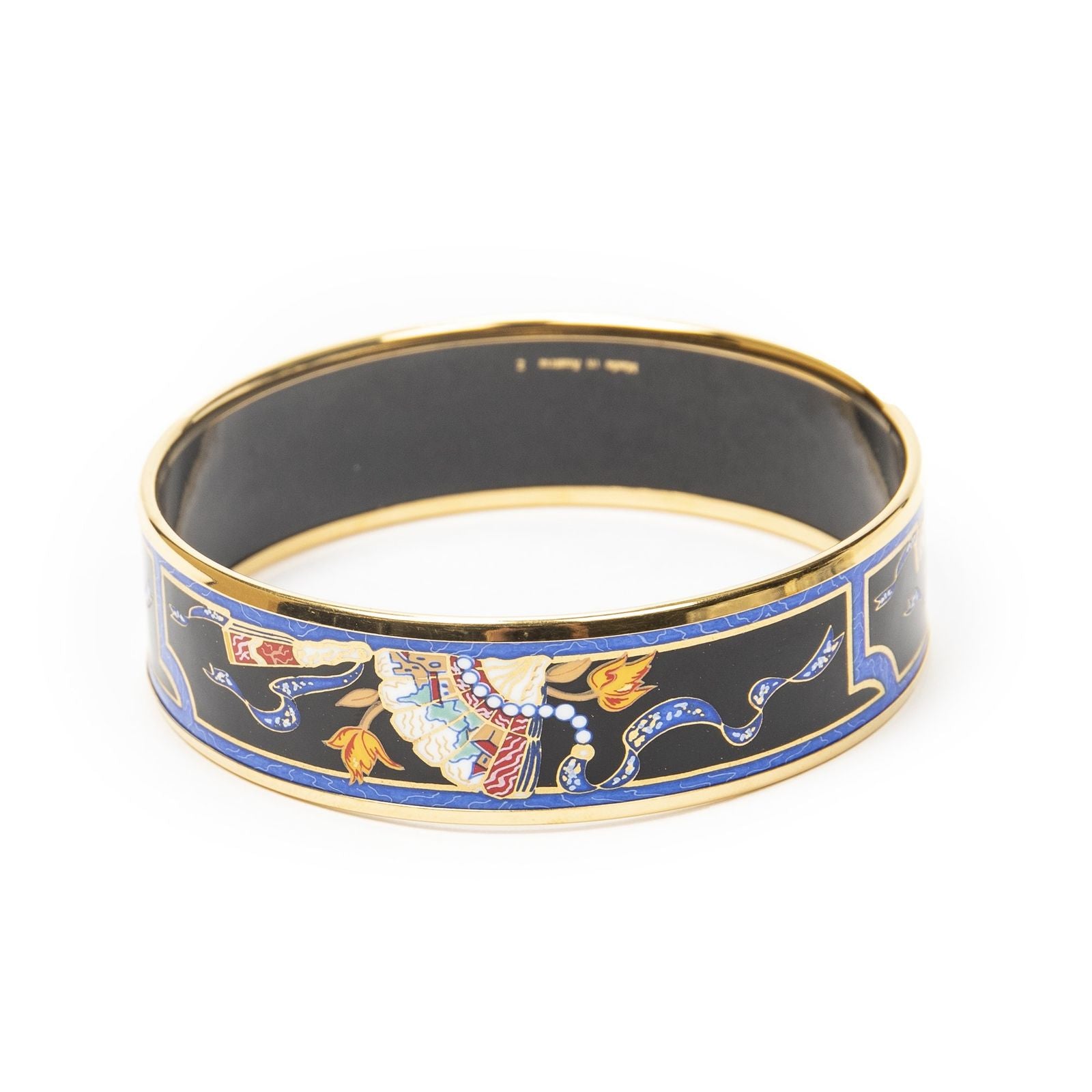 Hermes Enamel Bangle Blue Plating Bracelet — view 3