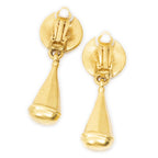 Chanel CC Clover Dangle Clip on Earrings Gold Plated — view 2