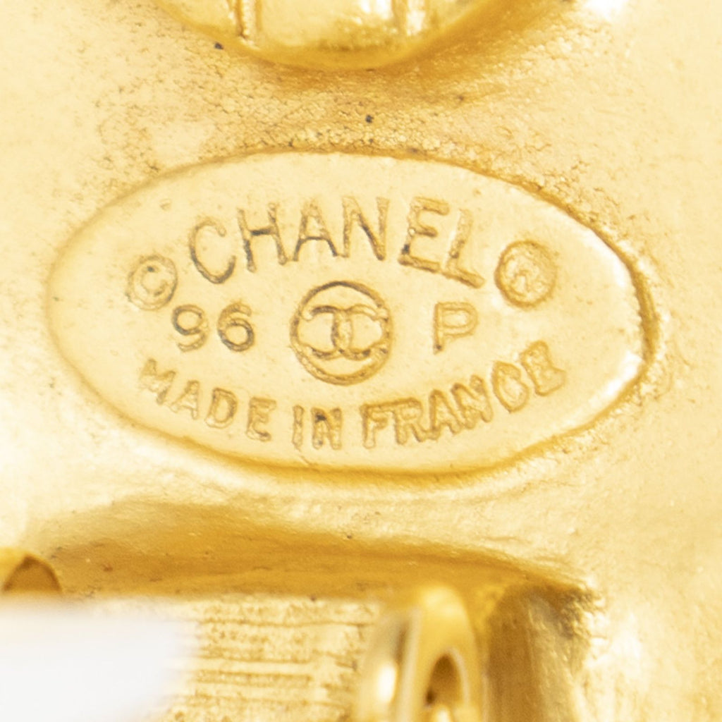 Chanel CC Clover Dangle Clip on Earrings Gold Plated — view 3