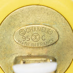 Chanel CC Logo Round Earrings Yellow Plating — view 3