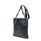Bottega Veneta Flat Messenger Black Intrecciato Leather Shoulder — view 2