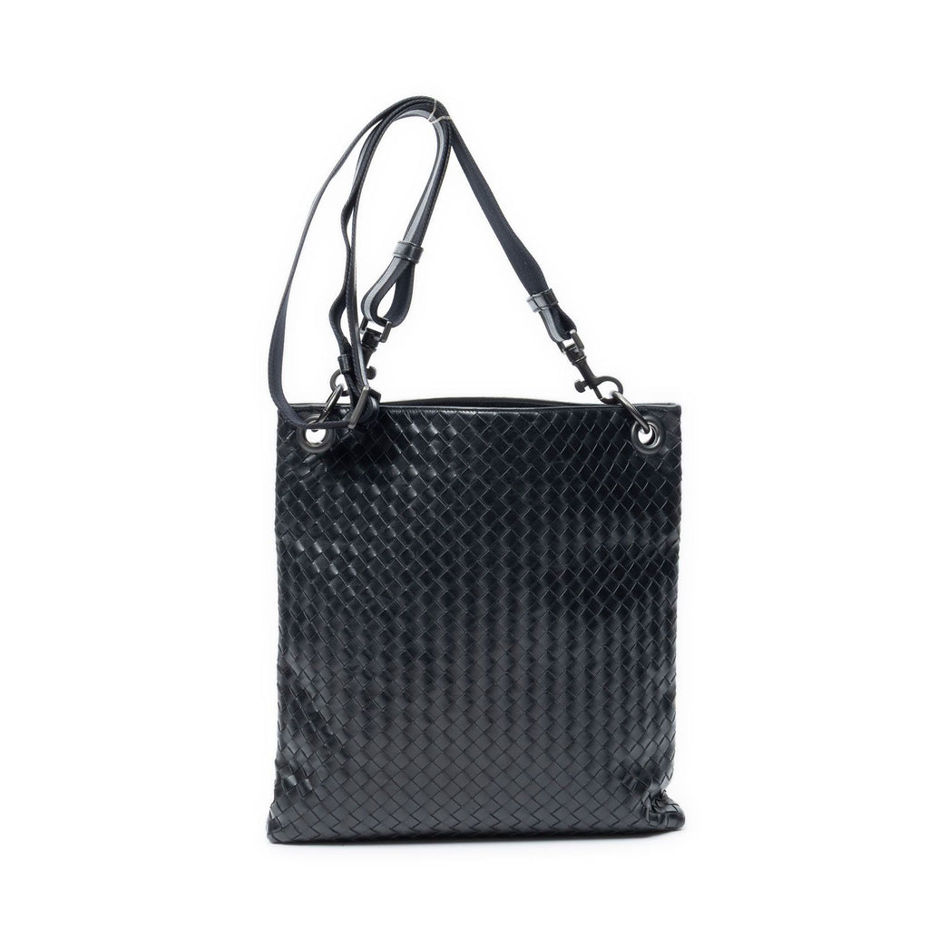 Bottega Veneta Flat Messenger Black Intrecciato Leather Shoulder — view 5