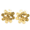 Chanel CC Logo Clip Type Earrings Gold Plated