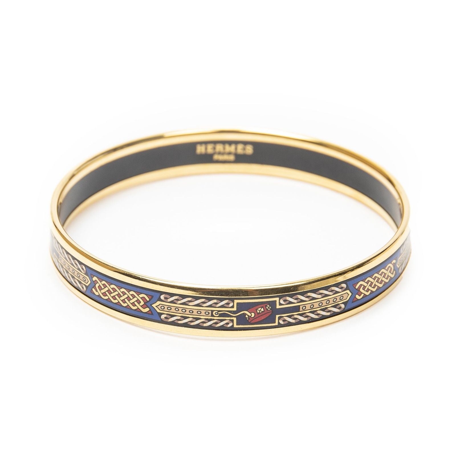 Hermes Enamel Bangle Blue Plating Bracelet — view 2