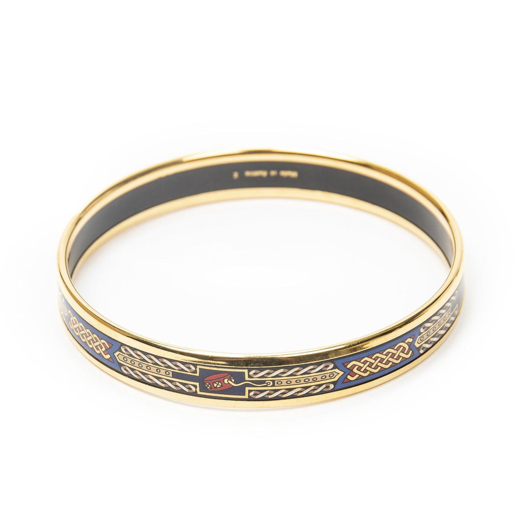 Hermes Enamel Bangle Blue Plating Bracelet — view 3