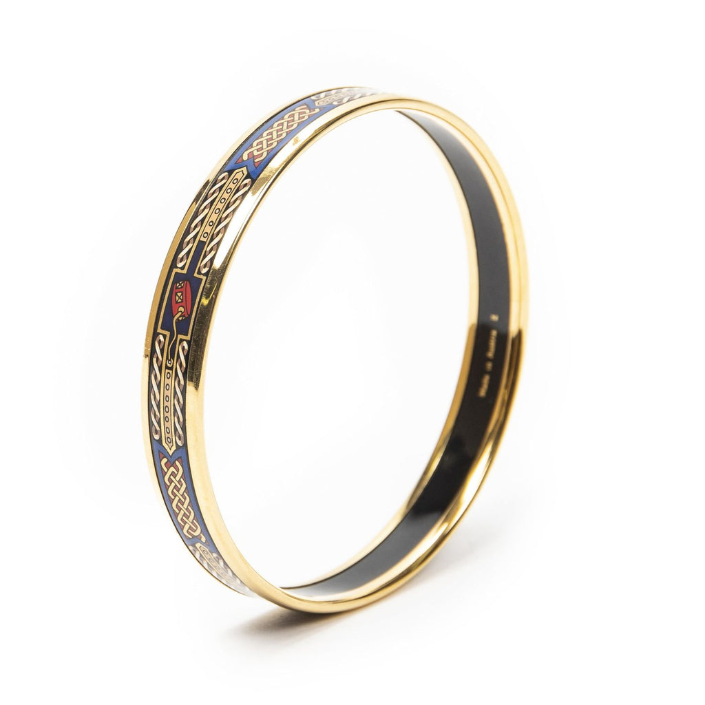 Hermes Enamel Bangle Blue Plating Bracelet