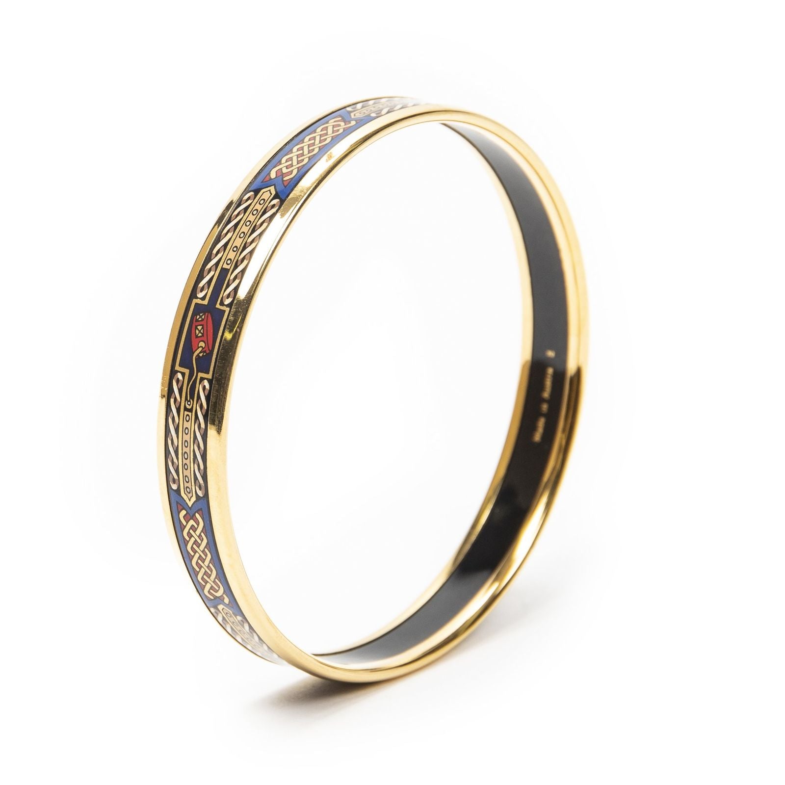 Hermes Enamel Bangle Blue Plating Bracelet
