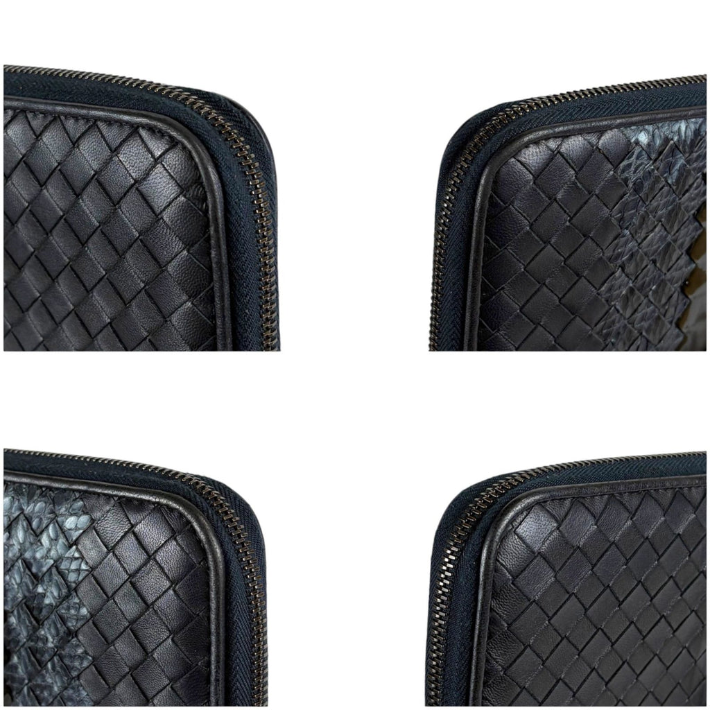 Bottega Veneta Wallet Round Zippy Black Intrecciato Leather Patent — view 4