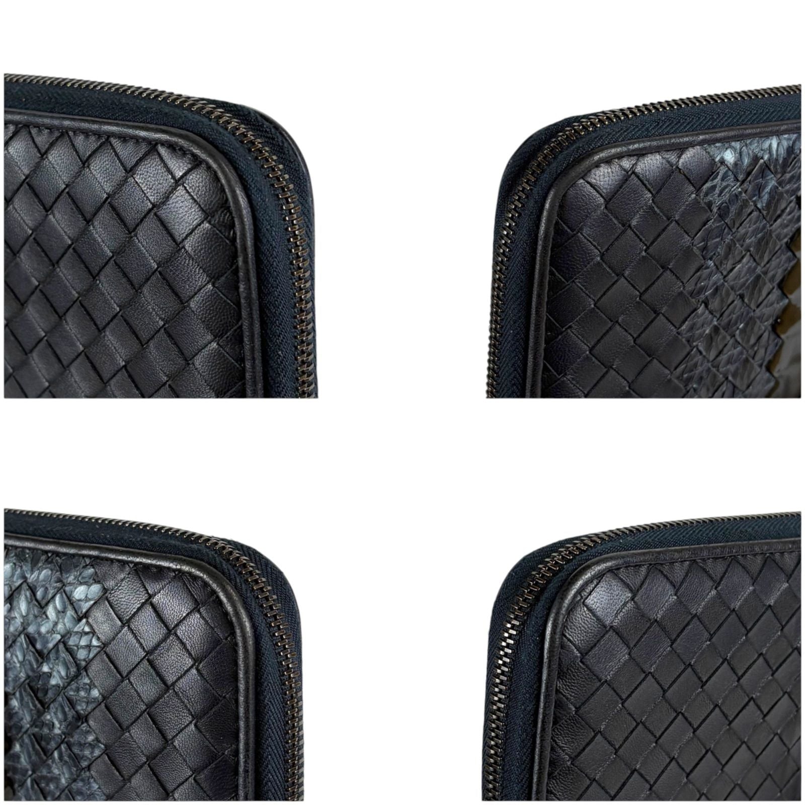 Bottega Veneta Wallet Round Zippy Black Intrecciato Leather Patent — view 4
