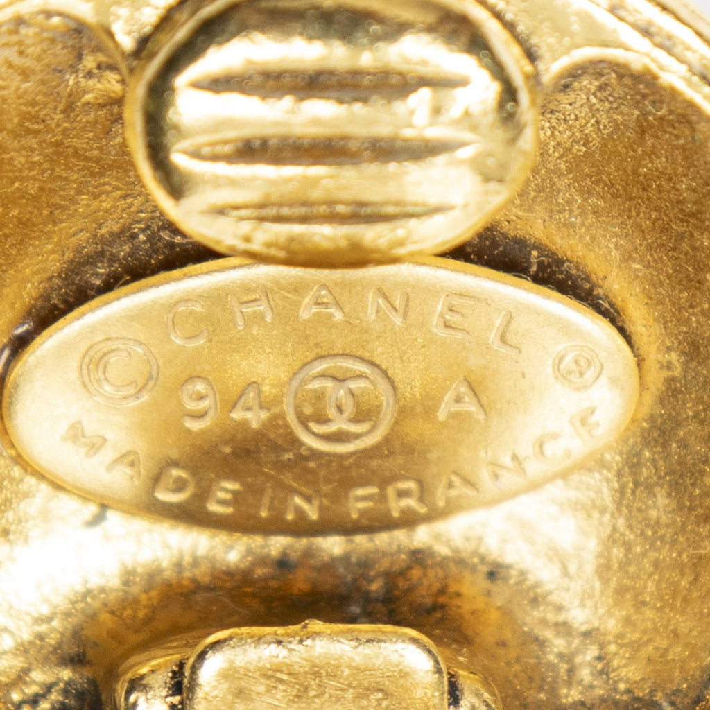 Chanel CC Logo Round Clip Type Earrings Gold Plated — view 3