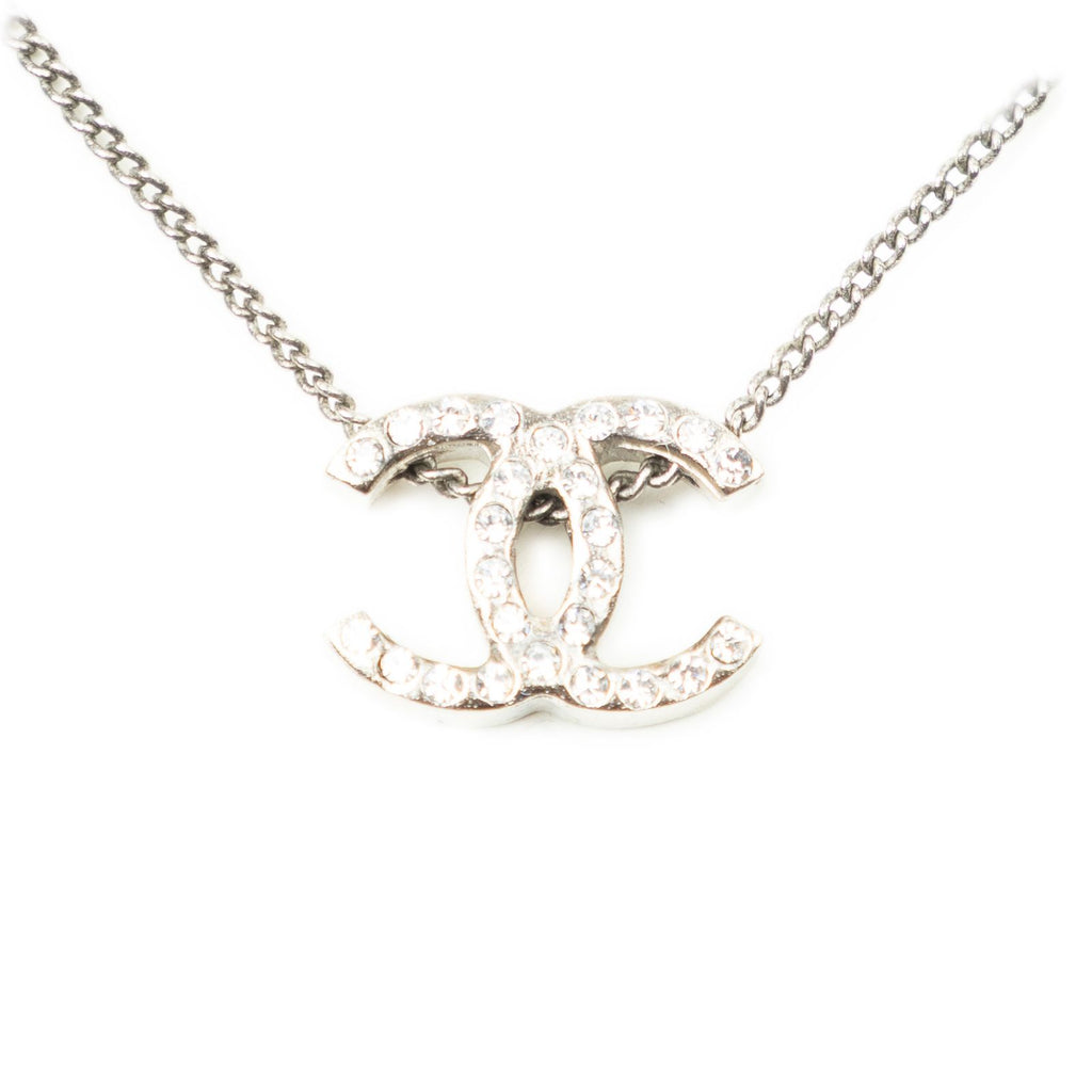 Chanel CC Round Pendant Necklace Silver Plating — view 2
