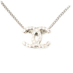 Chanel CC Round Pendant Necklace Silver Plating — view 2