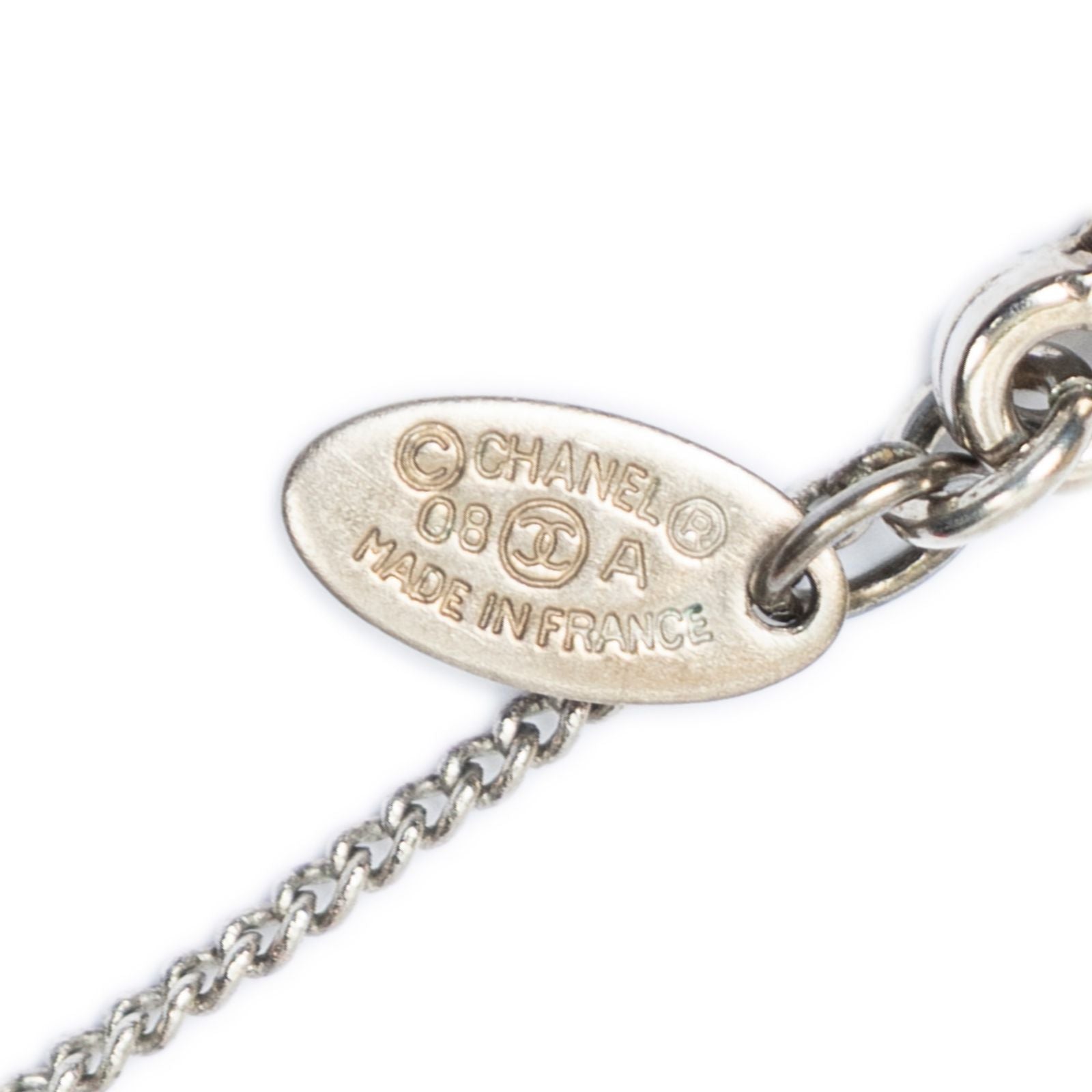 Chanel CC Round Pendant Necklace Silver Plating — view 4