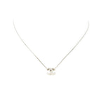 Chanel CC Round Pendant Necklace Silver Plating