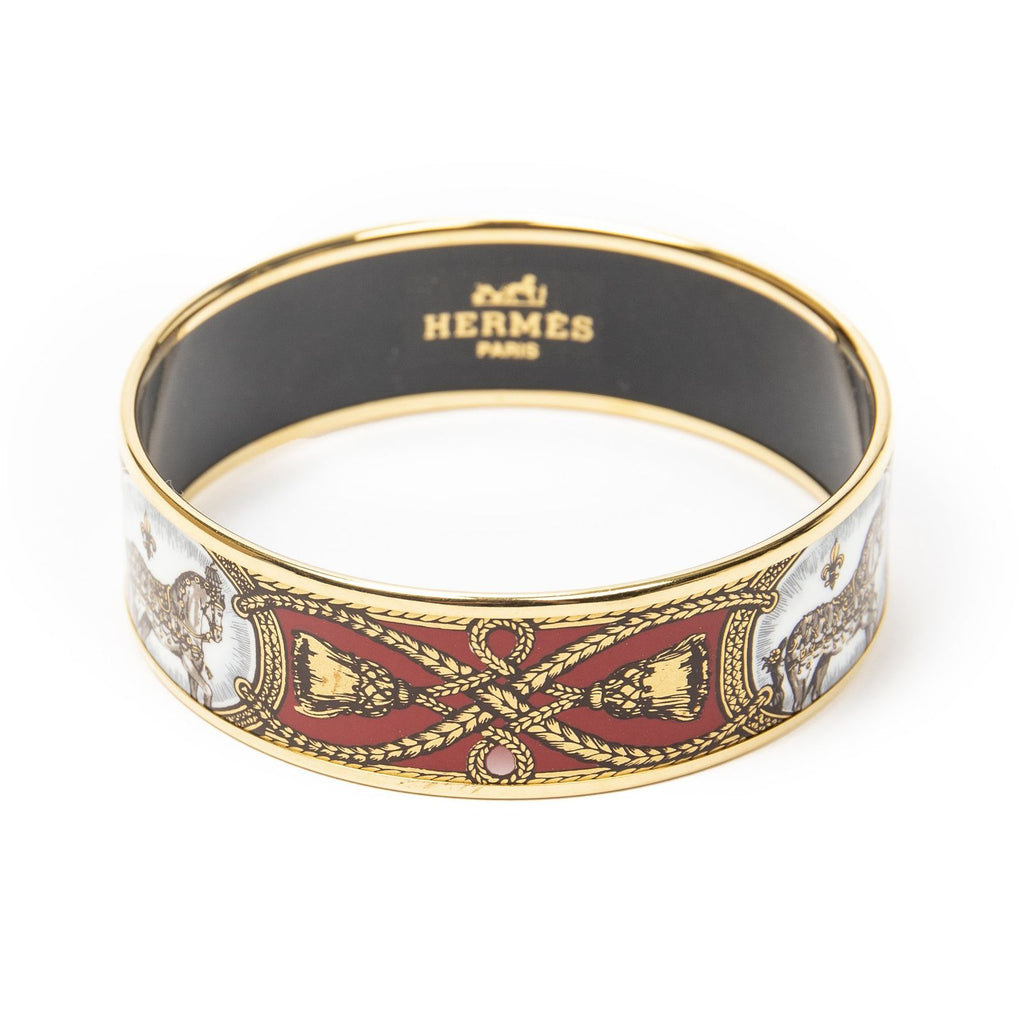 Hermes Enamel Bangle Red Plating Bracelet — view 2