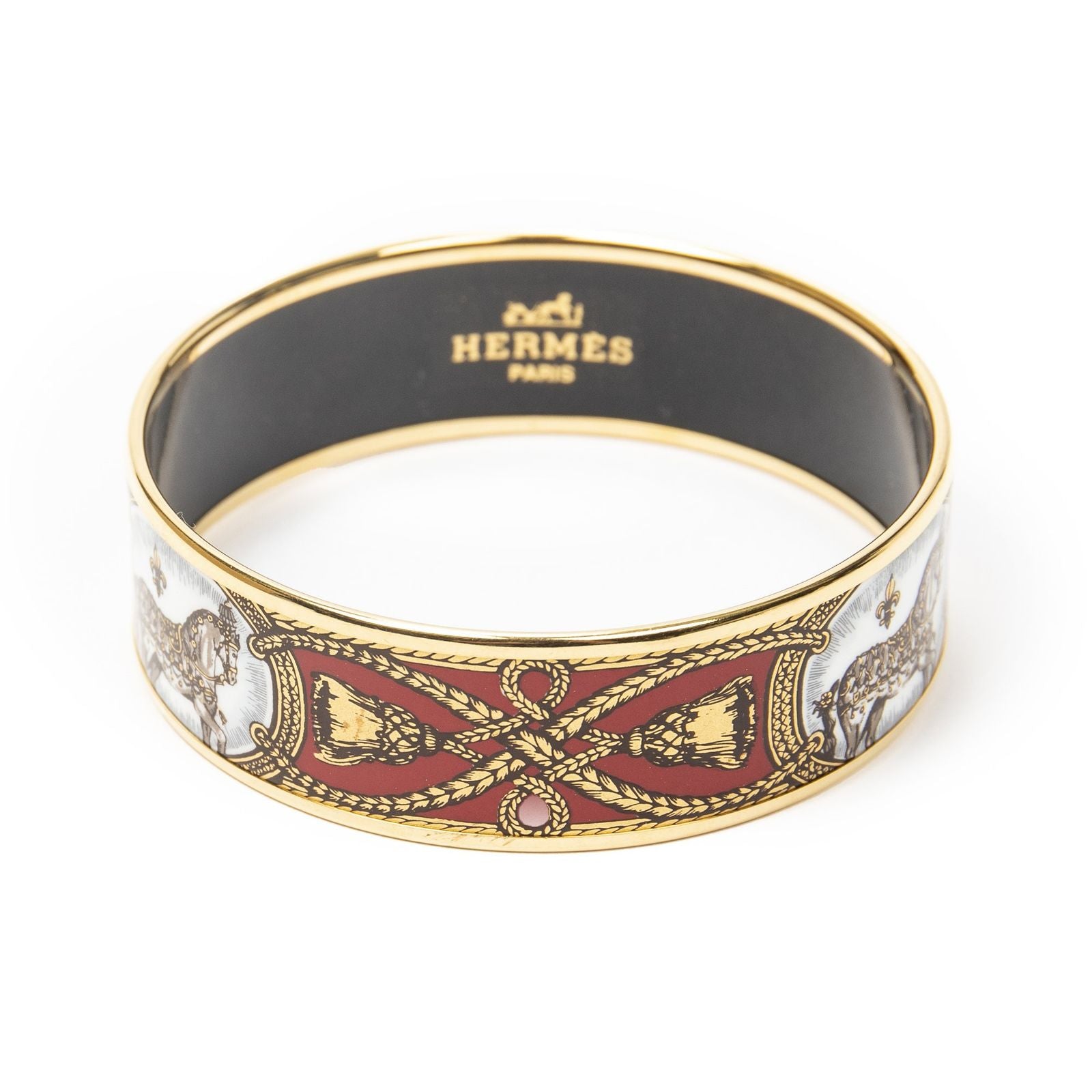 Hermes Enamel Bangle Red Plating Bracelet — view 2