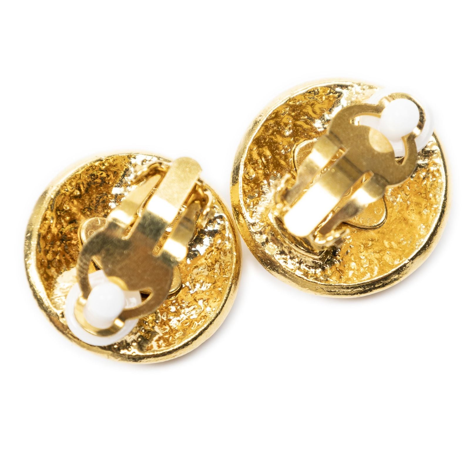 Chanel CC Logo Round Clip Type Earrings Gold Plated — view 2