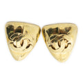 Chanel CC Rectangular Clip on Earrings Gold Plated