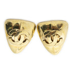 Chanel CC Rectangular Clip on Earrings Gold Plated