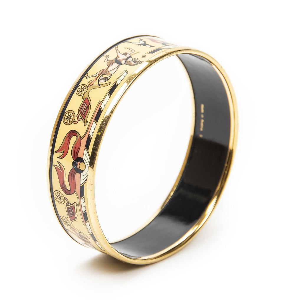 Hermes Enamel Bangle Yellow Plating Bracelet