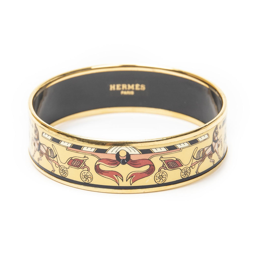 Hermes Enamel Bangle Yellow Plating Bracelet — view 2