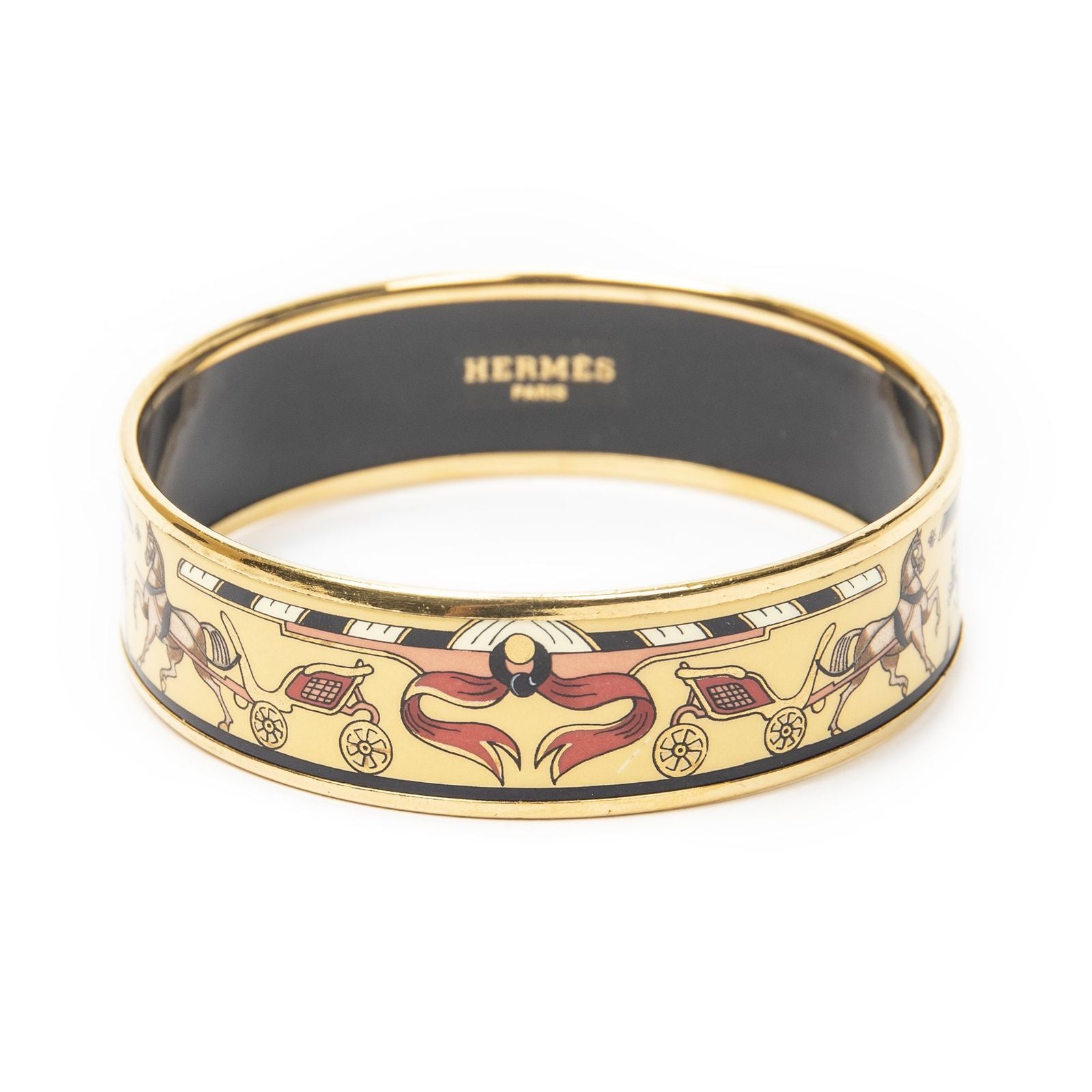 Hermes Enamel Bangle Yellow Plating Bracelet — view 2