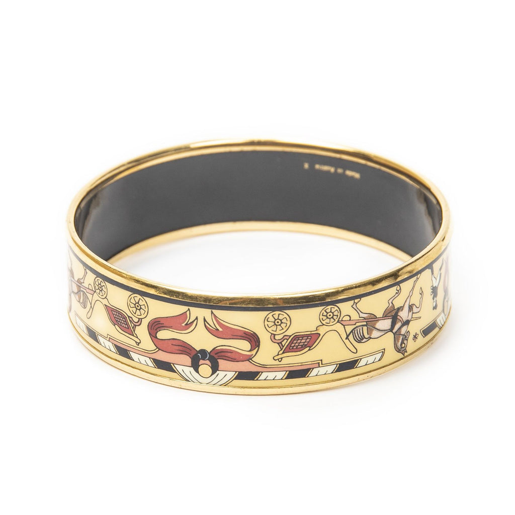Hermes Enamel Bangle Yellow Plating Bracelet — view 3
