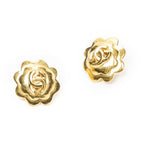 Chanel CC Logo Clip Type Earrings Gold Plated