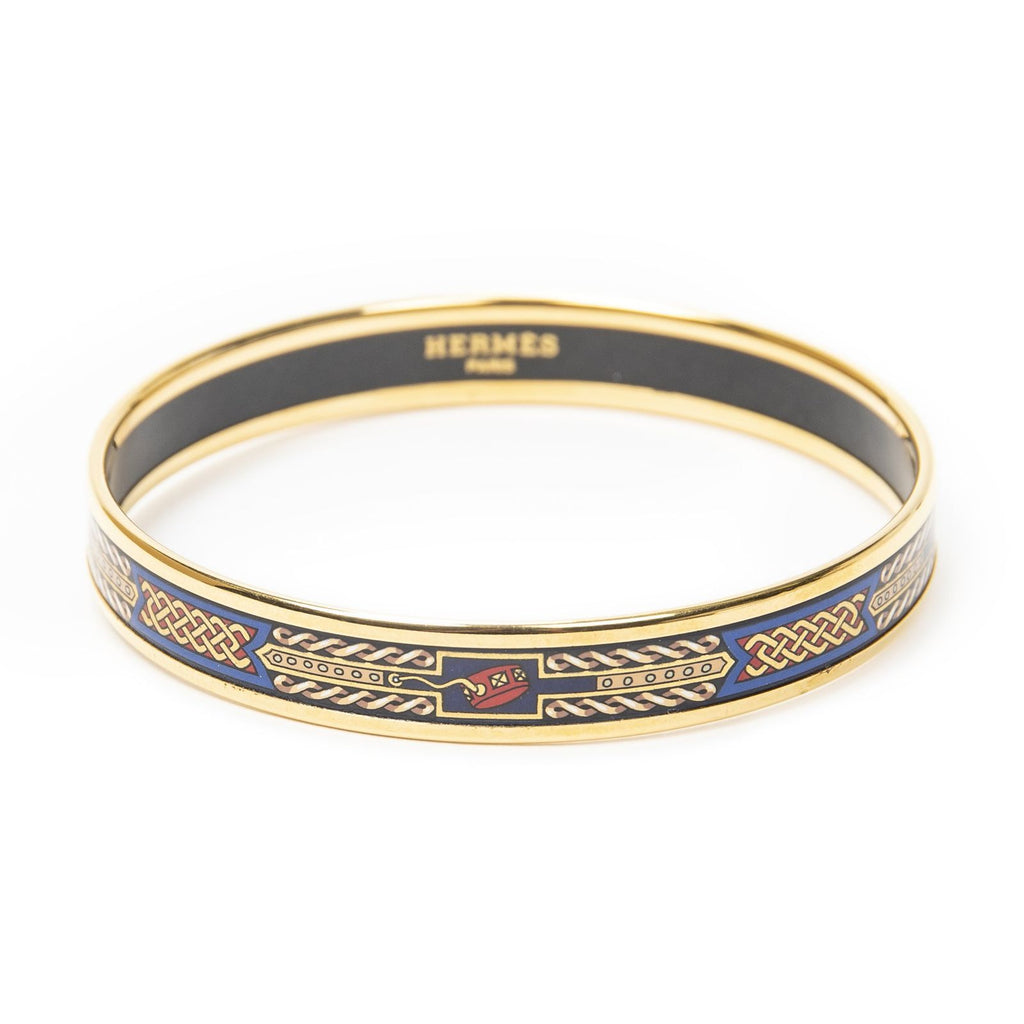 Hermes Enamel Bangle Blue Plating Bracelet — view 2