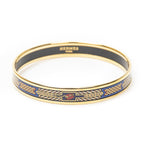 Hermes Enamel Bangle Blue Plating Bracelet — view 2